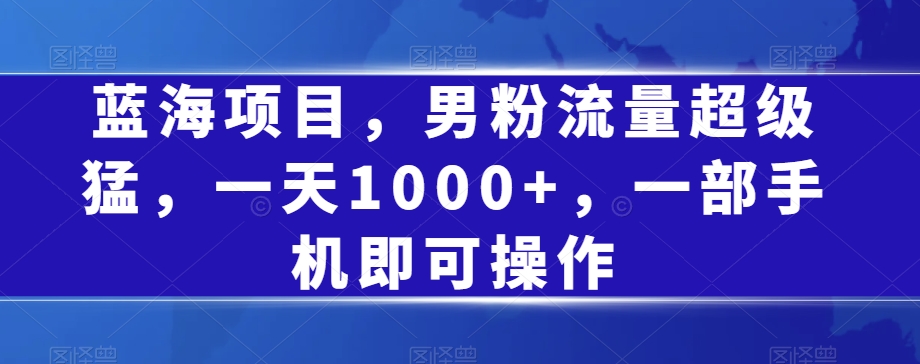 蓝海项目，男粉流量超级猛，一天1000+，一部手机即可操作【揭秘】-福喜网创