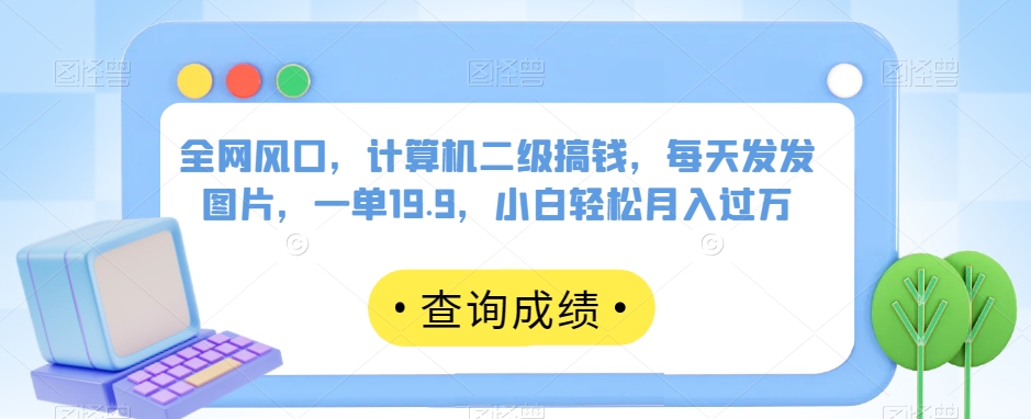 全网风口，计算机二级搞钱，每天发发图片，一单19.9，小白轻松月入过万【揭秘】-福喜网创