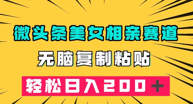 微头条冷门美女相亲赛道，无脑复制粘贴，轻松日入200＋【揭秘】-福喜网创