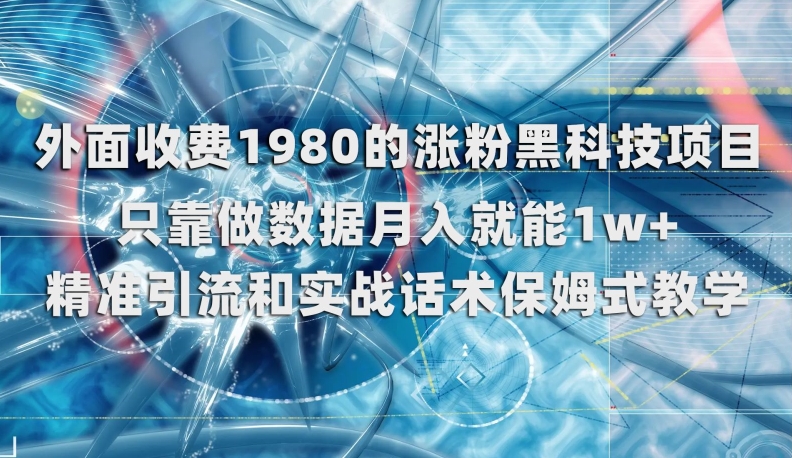 外面收费1980的涨粉黑科技项目，只靠做数据月入就能1w+【揭秘】-福喜网创