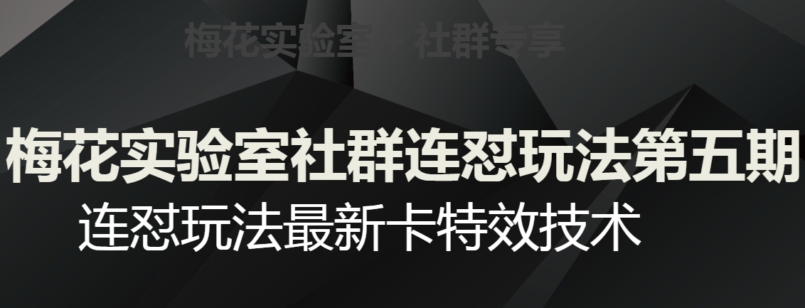 梅花实验室社群连怼玩法第五期，视频号连怼玩法最新卡特效技术-福喜网创