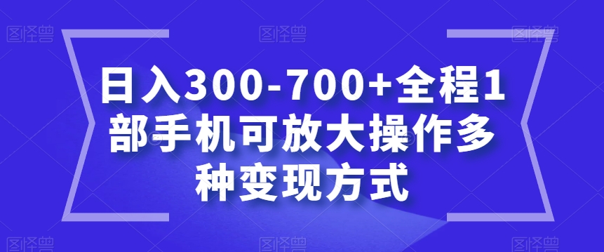 日入300-700+全程1部手机可放大操作多种变现方式【揭秘】-福喜网创