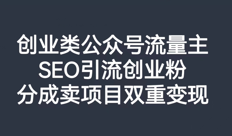 创业类公众号流量主，SEO引流创业粉，分成卖项目双重变现【揭秘】-福喜网创