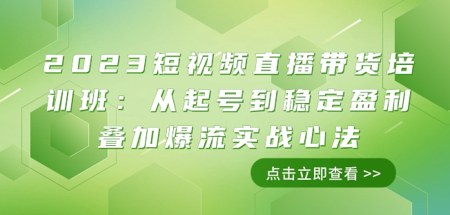 2023短视频直播带货培训班：从起号到稳定盈利叠加爆流实战心法（11节课）-福喜网创