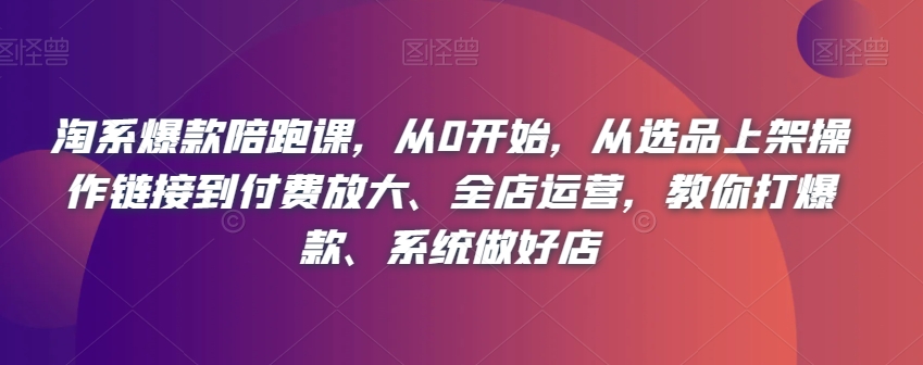 淘系爆款陪跑课，从0开始，从选品上架操作链接到付费放大、全店运营，教你打爆款、系统做好店-福喜网创