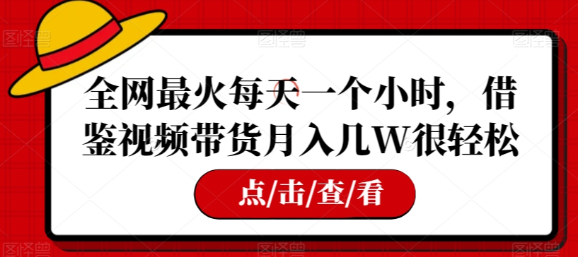 全网最火每天一个小时，借鉴视频带货月入几W很轻松【揭秘】-福喜网创