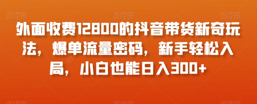 外面收费12800的抖音带货新奇玩法，爆单流量密码，新手轻松入局，小白也能日入300+【揭秘】-福喜网创