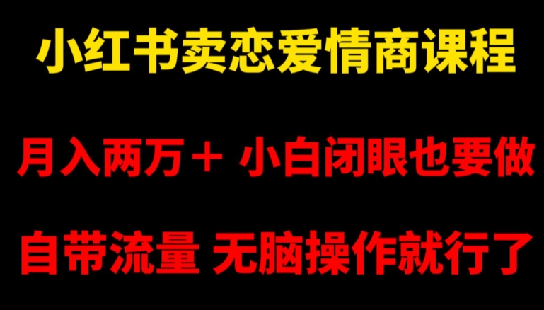 小红书卖恋爱情商课程，月入两万＋，小白闭眼也要做，自带流量，无脑操作就行了【揭秘】-福喜网创