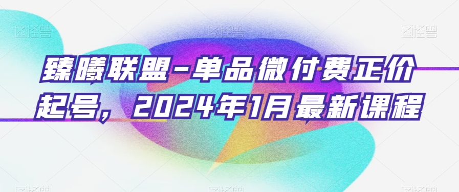 臻曦联盟-单品微付费正价起号，2024年1月最新课程-福喜网创