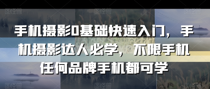 手机摄影0基础快速入门，手机摄影达人必学，不限手机任何品牌手机都可学-福喜网创