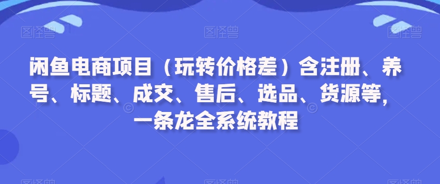 闲鱼电商项目（玩转价格差）含注册、养号、标题、成交、售后、选品、货源等，一条龙全系统教程-福喜网创