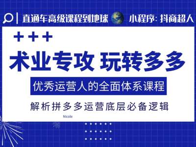 术业专攻玩转多多，优秀运营人的全面体系课程，解析拼多多运营底层必备逻辑-福喜网创