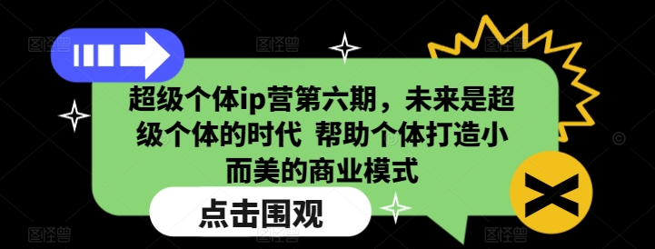 超级个体ip营第六期，未来是超级个体的时代  帮助个体打造小而美的商业模式-福喜网创