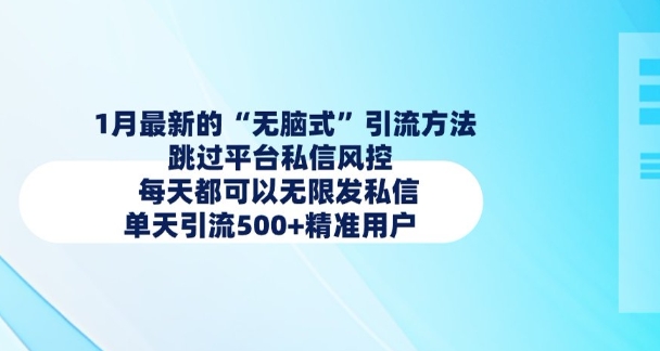 1月最新的无脑式引流方法，跳过平台私信风控，每天都可以无限发私信，单天引流500+精准用户-福喜网创