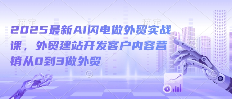 2025最新AI闪电做外贸实战课，外贸建站开发客户内容营销从0到3做外贸-福喜网创