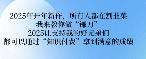 2025年开年新作，所有人都在割韭菜，我来教你做“镰刀” 2025让支持我的好兄弟们都可以通过“知识付费”拿到满意的成绩【揭秘】-福喜网创