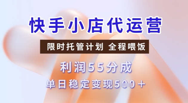 快手小店代运营3.0，模式新升级，收益55分，稳定单日5张【揭秘】-福喜网创