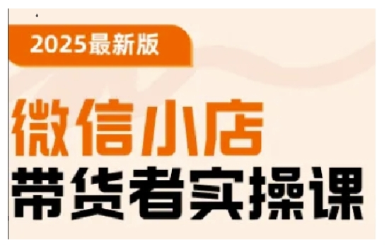 2025最新版微信小店带货者实操课，基础操作到高级运营技巧，快速上手-福喜网创