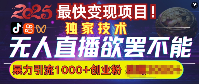 欲罢不能的无人直播引流，超暴力日引流1000+高质量精准创业粉-福喜网创