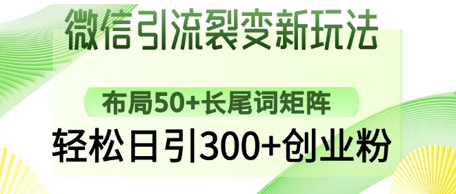 微信引流裂变新玩法：布局50+长尾词矩阵，轻松日引300+创业粉-福喜网创