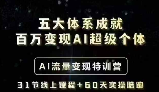 五大体系成就百万变现AI超级个体- AI流量变现特训营，一步一步教你一个人怎么年入百W-福喜网创