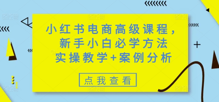 小红书电商高级课程，新手小白必学方法，实操教学+案例分析-福喜网创