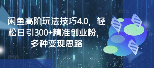 闲鱼高阶玩法技巧4.0，轻松日引300+精准创业粉，多种变现思路-福喜网创